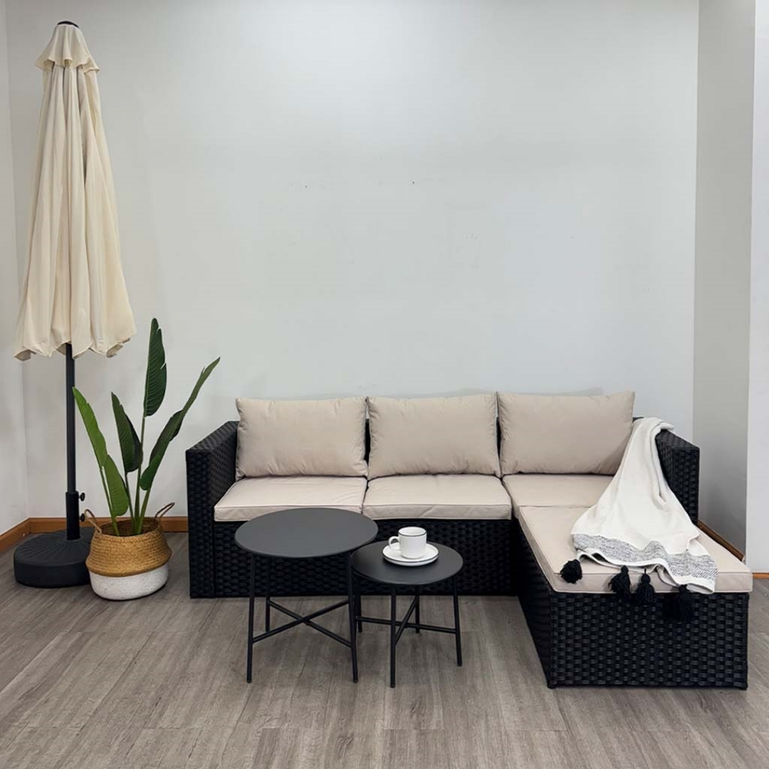 Sofa de ratán sintetico Negro – foto principal