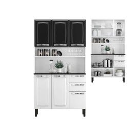 Mueble de Cocina 6 Puertas y 2 Gavetas 105x196x45 cm de Acero