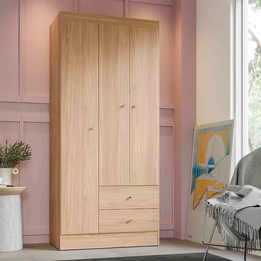 Armario 3 puertas aglomerado 81.2 x 182.4 x 46.3 cm