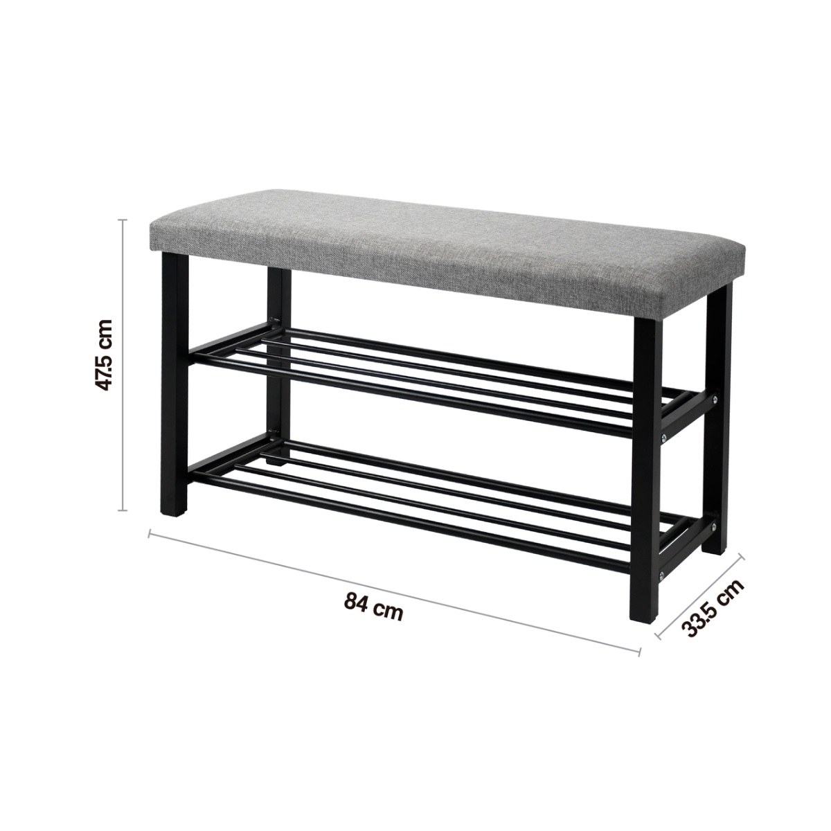 Banca zapatera metal 84 x 33.5 x 47.5 cm