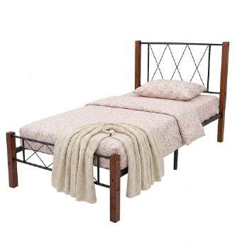 Cama individual con respaldo de metal