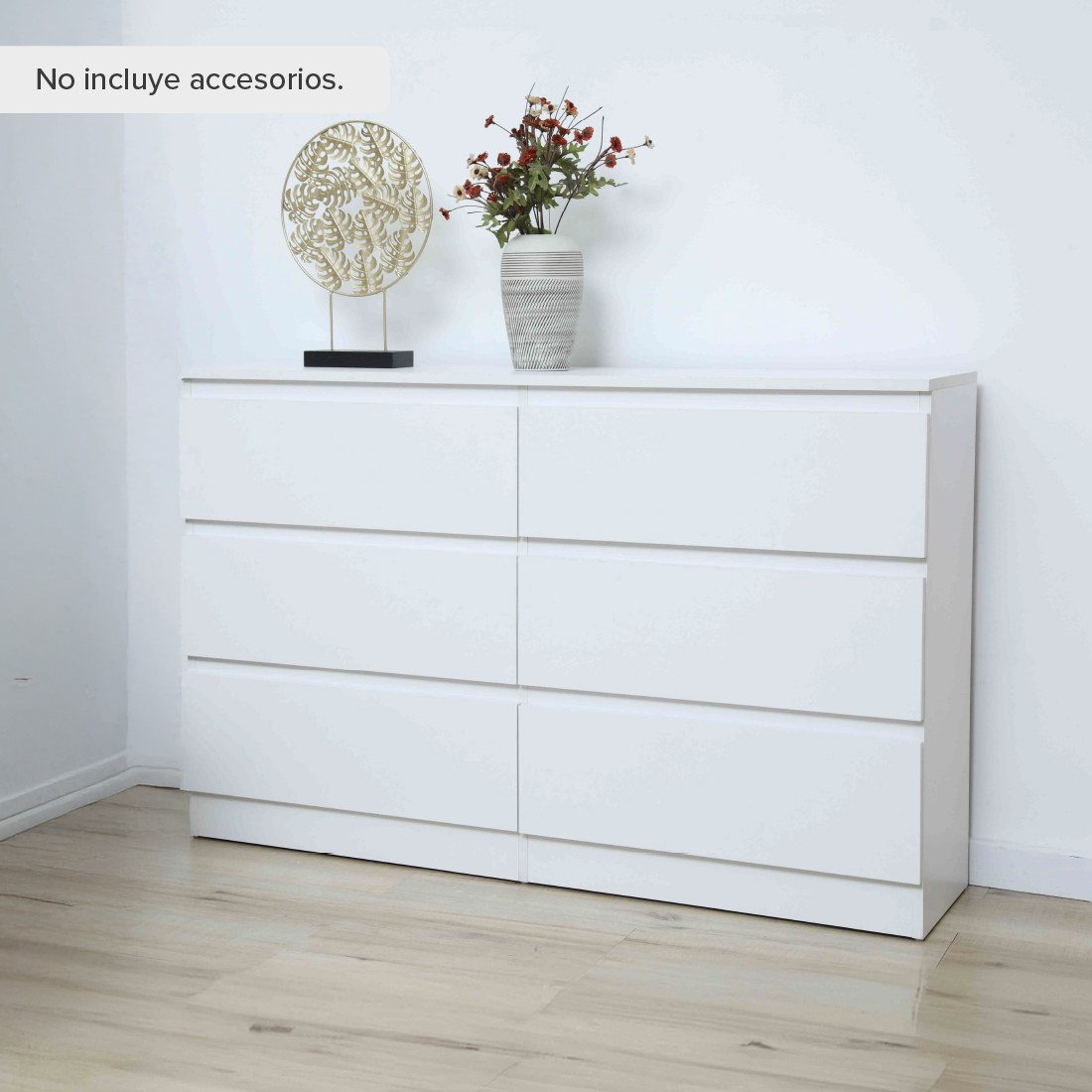 Cómoda 6 gavetas melamina 120 x 30 x 77 cm