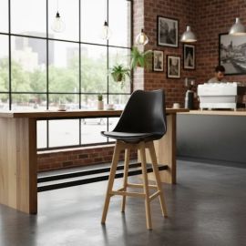 Banco Desayunador Eames  asiento acolchado Negro