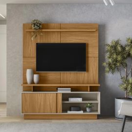 Mueble para TV 150x186x39 cm Blanco y Chocolate