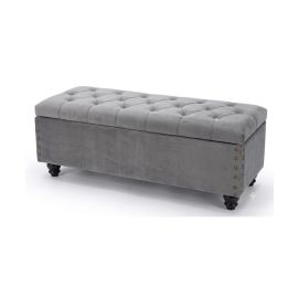 Banca Baúl Tapizada Gris 120 cm