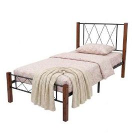 Cama individual con respaldo de metal