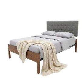 Cama matrimonial con respaldo tapizado