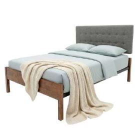 Cama queen con respaldo tapizado