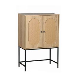 Cómoda 2 puertas MDF y ratán 69 x 40 x 104 cm