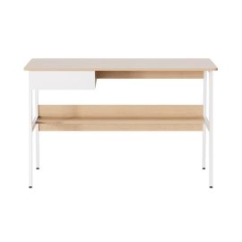 Escritorio con Gaveta y Estante Sora Natural y Blanco