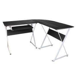 Escritorio Esquinero en L Ezra Negro 128x74x118 cm