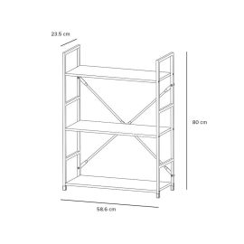 Estante 3 niveles metal y MDF 60 x 24 x 80 cm