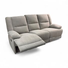 Sofá reclinable 3 plazas tela gris avellana