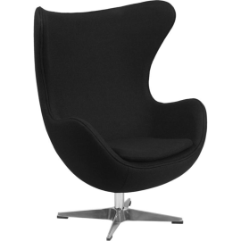 Sillón giratorio envolvente de respaldo alto tela negra