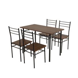 Juego de comedor 4 personas café metal y melamina 110 x 60 x 74 cm