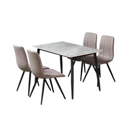 Juego de comedor 4 personas metal y piedra 120 x 70 x 75 cm