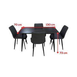 Juego de Comedor 5 Piezas Negro con Sillas Tapizadas