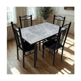 Juego de Comedor 5 Piezas Tipo Mármol Gris