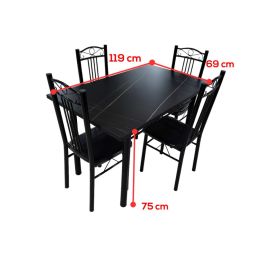 Juego de Comedor 5 Piezas Tipo Mármol Negro