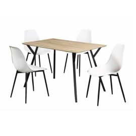 Juego de comedor café 4 personas estructura metal 5 piezas