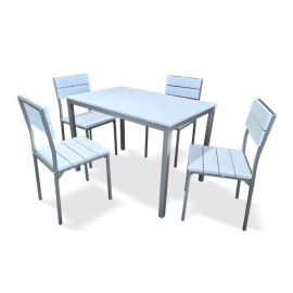 Juego de comedor metal y MDF 5 piezas Negro 110 x 70 x 75.3 cm