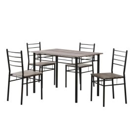 Juego de comedor negro metal y MDF 5 piezas 110 x 70 x 76 cm