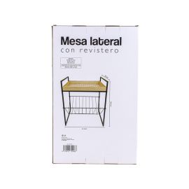 Mesa auxiliar con revistero metal y MDF 41.5 x 30 x 50.5 cm
