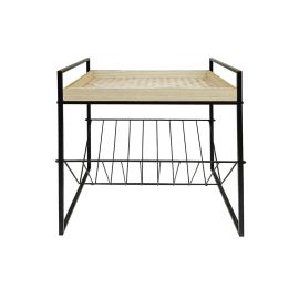 Mesa auxiliar con revistero metal y MDF 41.5 x 30 x 50.5 cm