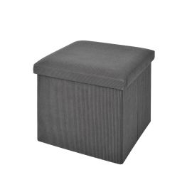 Otomán cuadrado corduroy gris oscuro 38 x 38 x 38 cm