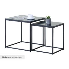 Set 2 mesas laterales metal y MDF 35 x 35 x 45 cm