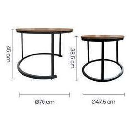 Set de 2 mesas de centro natural 70 x 45.5 cm