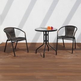 Set terraza acero y ratán 60 x 73 cm