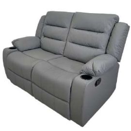 Sofá reclinable de 2 plazas cuero sintético gris