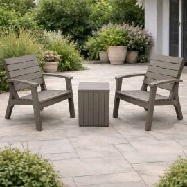 Set 2 sillas con mesa de plástico cafe