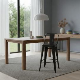 Banco de desayunador con respaldo replica Tolix negro