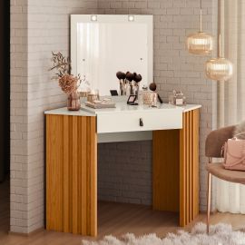 Tocador Esquinero Glitter Cinamomo Mate Off White 