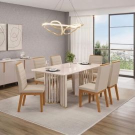 Juego de comedor Luma Off White/Off White de 6 puestos