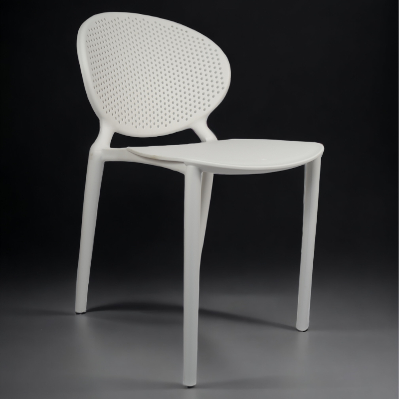 Silla apilable con respaldo ovalado perforado