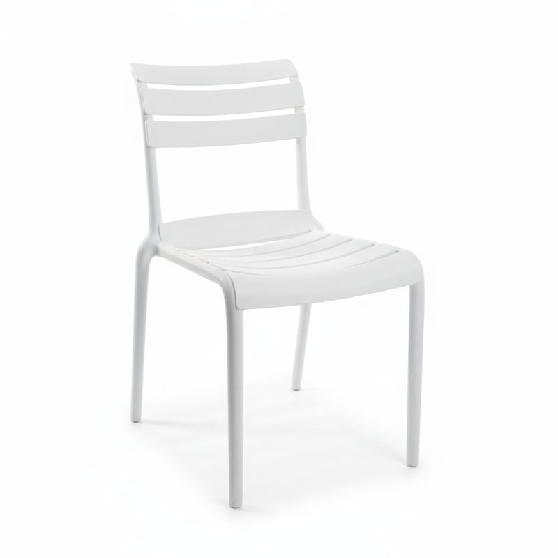 Silla bistró apilable de listones horizontales