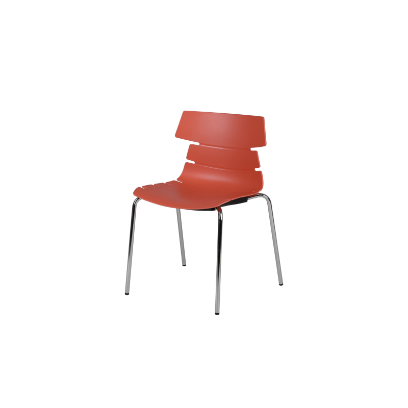 Silla de comedor con respaldo ranurado y patas cromadas