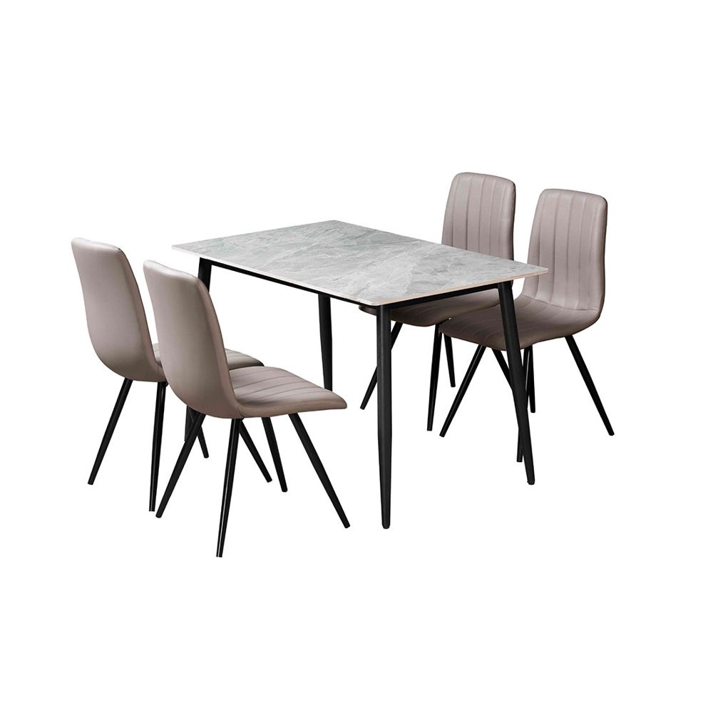 Juego de comedor 4 personas metal y piedra 120 x 70 x 75 cm