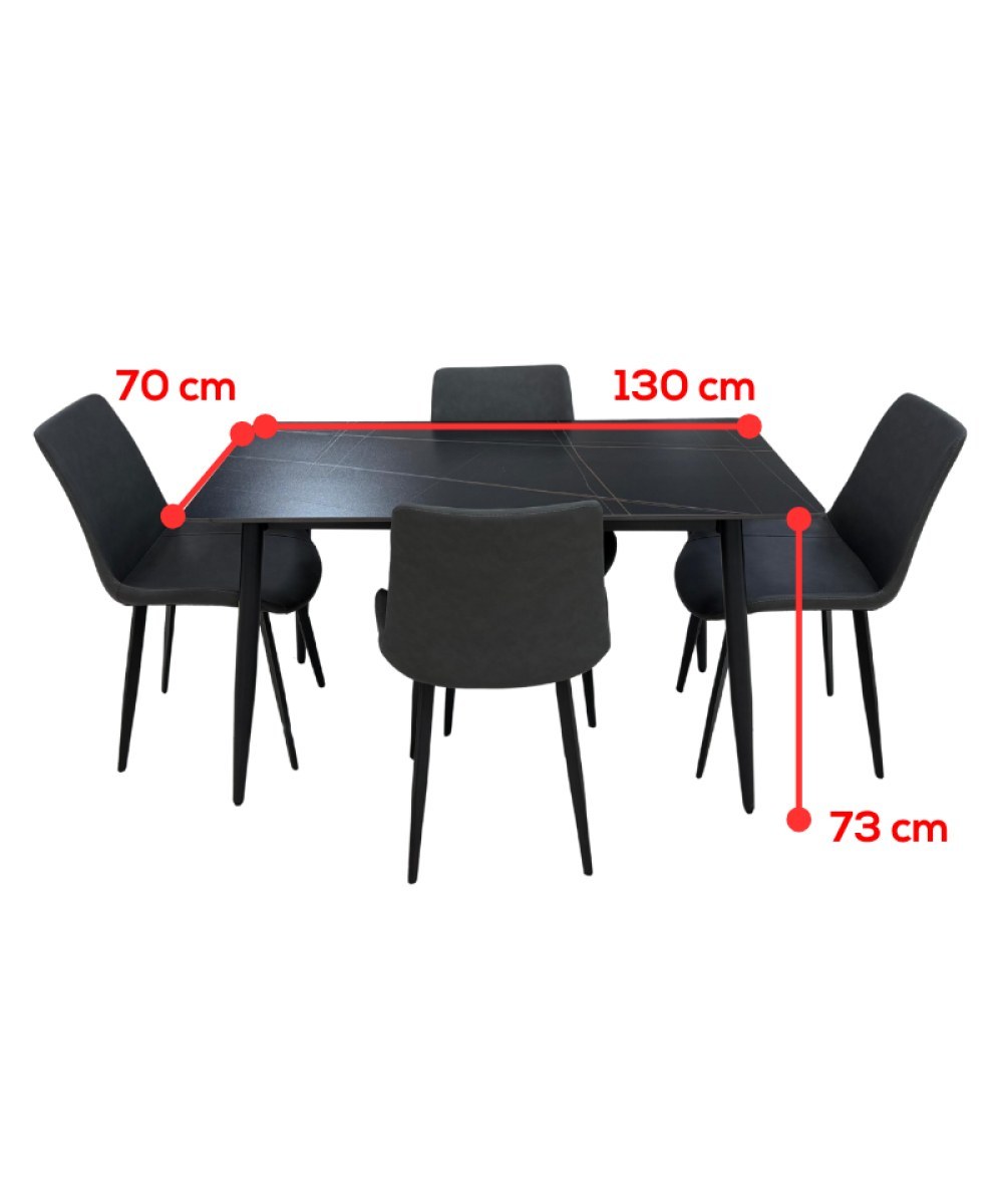 Juego de Comedor 5 Piezas Negro con Sillas Tapizadas