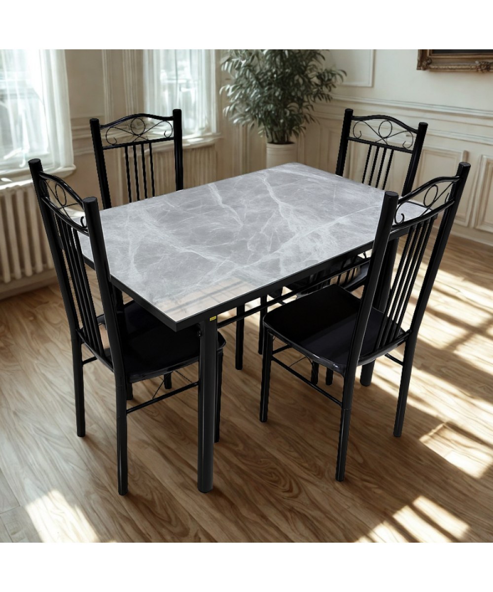 Juego de Comedor 5 Piezas Tipo Mármol Gris