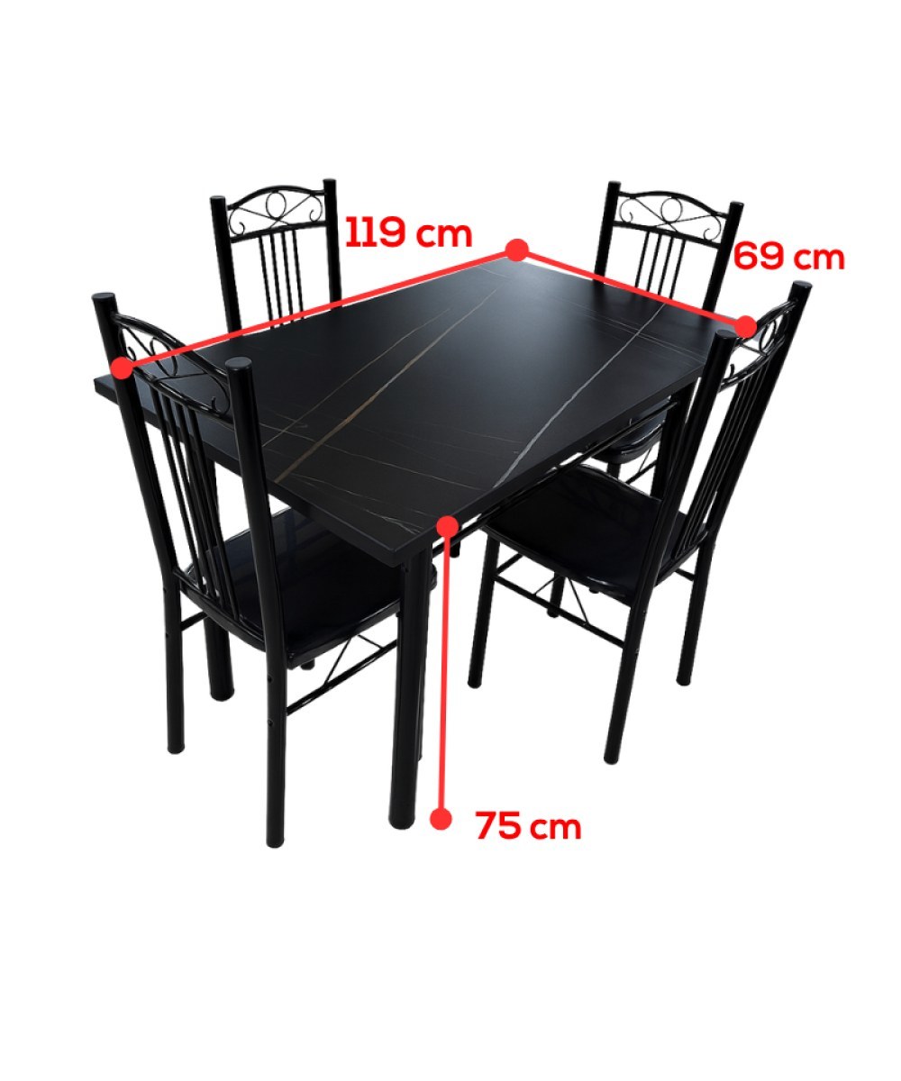 Juego de Comedor 5 Piezas Tipo Mármol Negro