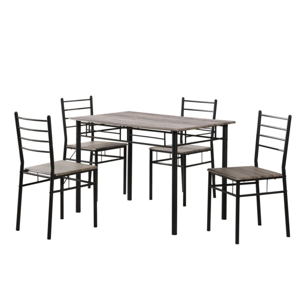 Juego de comedor negro metal y MDF 5 piezas 110 x 70 x 76 cm
