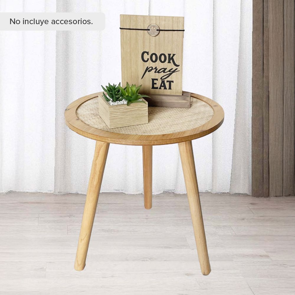Mesa auxiliar madera y MDF 37 x 37 x 40 cm