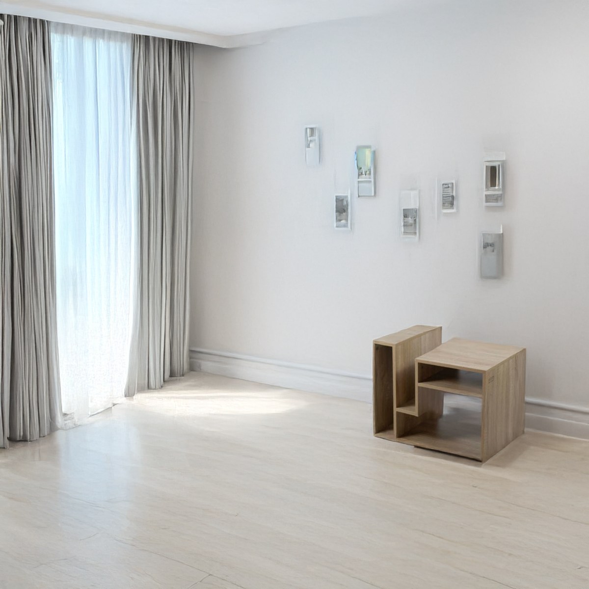 Mesa Auxiliar Multifuncional Ola Roble 60x48x40 cm ambientado