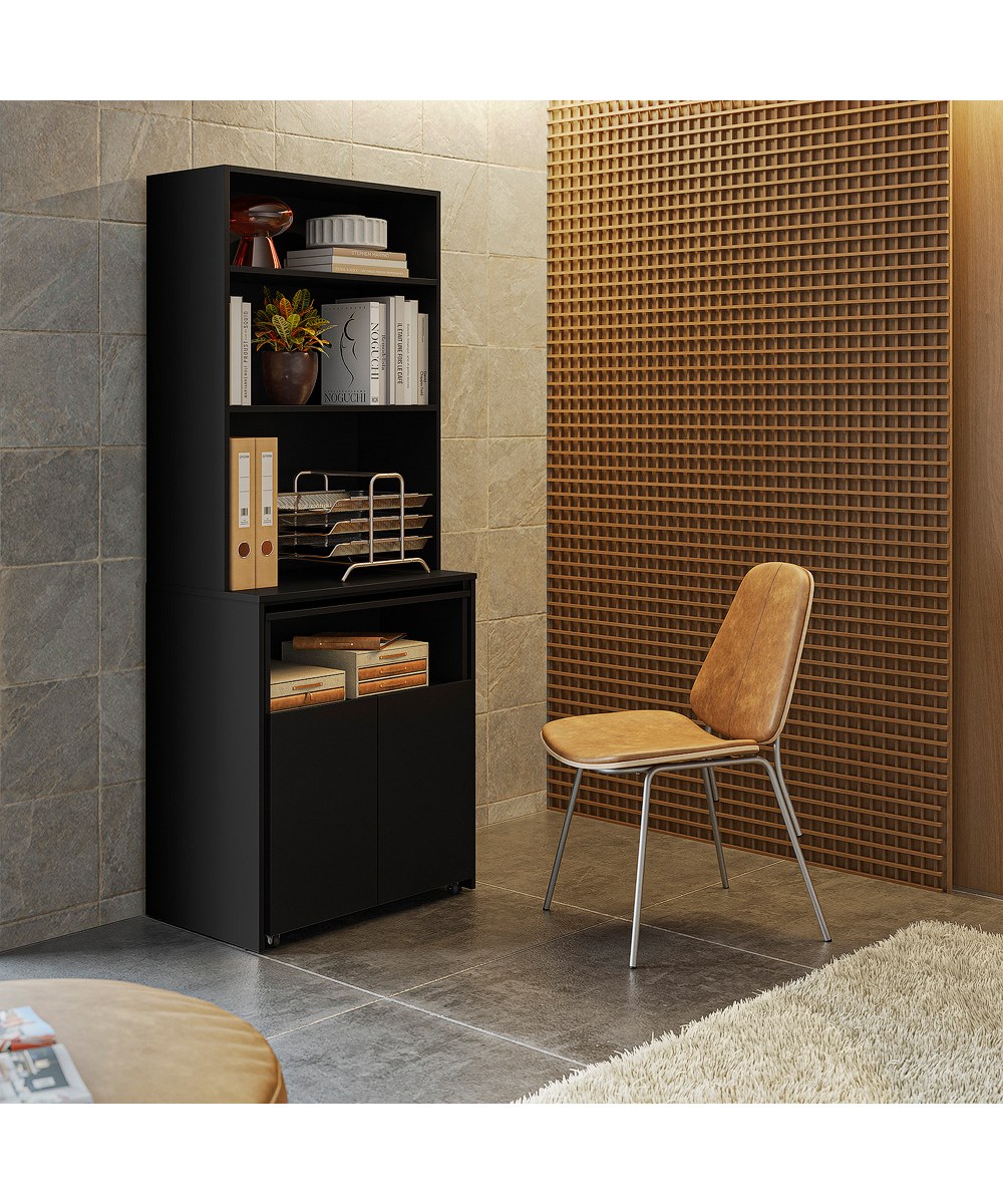 Mueble Multiuso con Mesa Abatible Negro