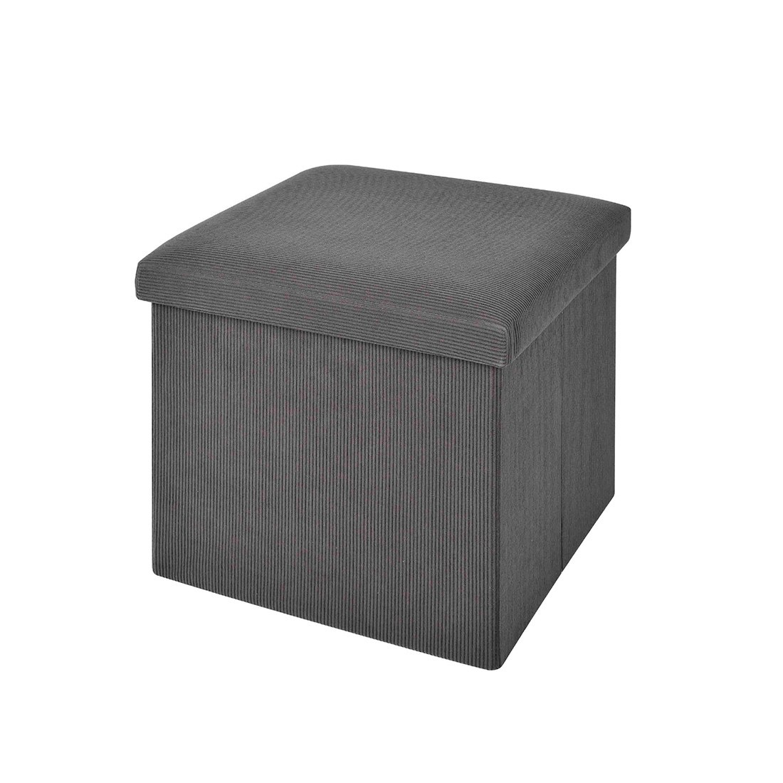 Otomán cuadrado corduroy gris oscuro 38 x 38 x 38 cm