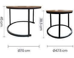 Set de 2 mesas de centro natural 70 x 45.5 cm